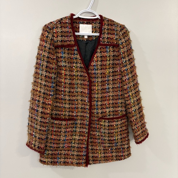 Anthropologie Ett:Twa Harlequin Tweed Blazer long line jacket - Picture 5 of 16